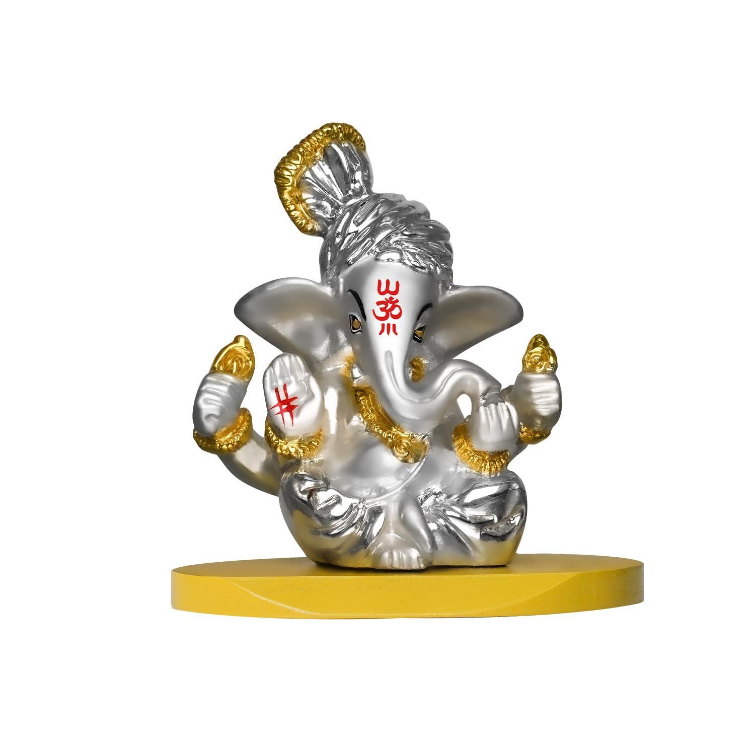 

Pagdi Ganesha Idol for Car Dashboard|Ganesh Ji Murti for Diwali Pooja Gift Home Decor|Ganpati Antique Showpiece|Religious Figurines