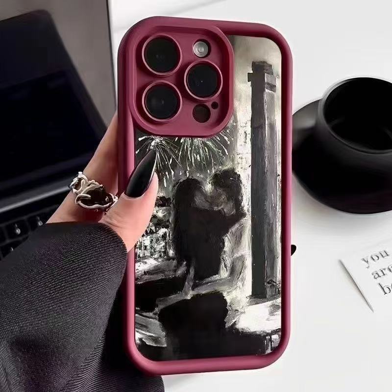 New couple suitable for iphone16pro mobile phone case Apple 15 anti-drop 14 art 13promax Europe and America 12x