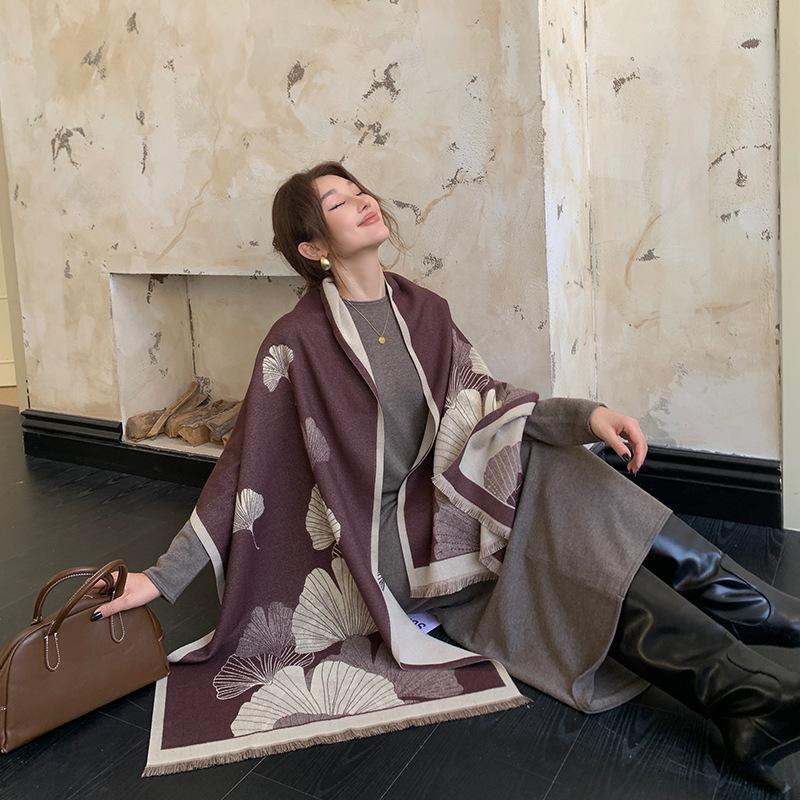 Simple  Fashionable and Versatile Warm Imitation Cashmere Scarf for Women In Autumn and Winter New Style High Looking Light Luxury Windproof Shawl