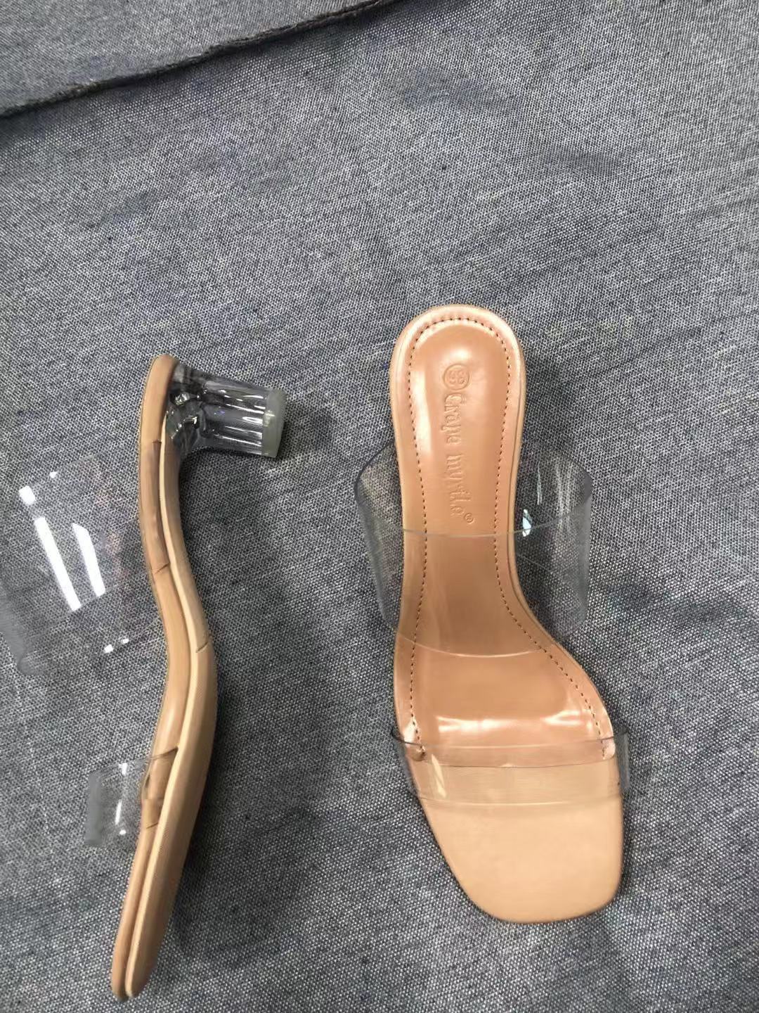 

Женские прозрачные босоножки из ПВХ с кристаллами на каблуке Женские сексуальные прозрачные босоножки на высоком каблуке Летние босоножки Туфли-лодочки Zapatillas Mujer 44