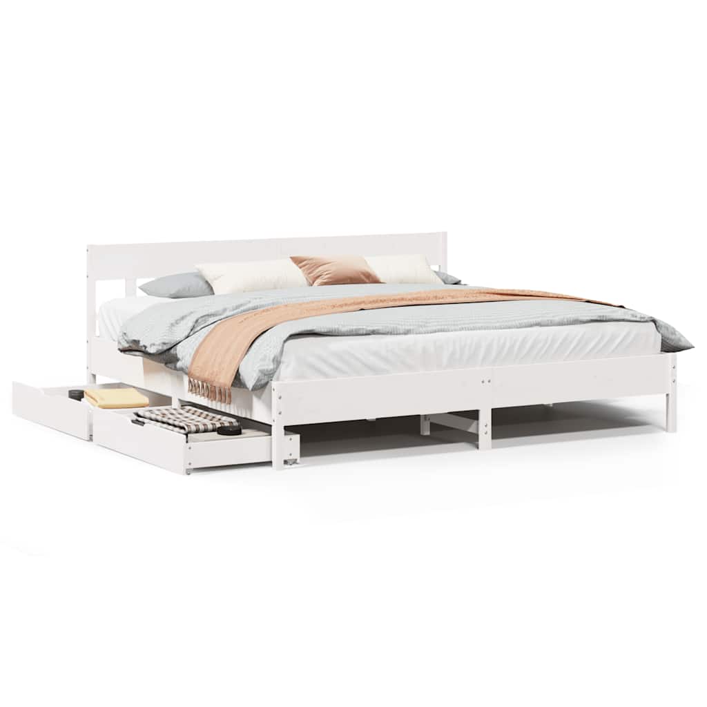 Solid Wood Bed Without Mattress White 200x200 Cm Pine Wood
