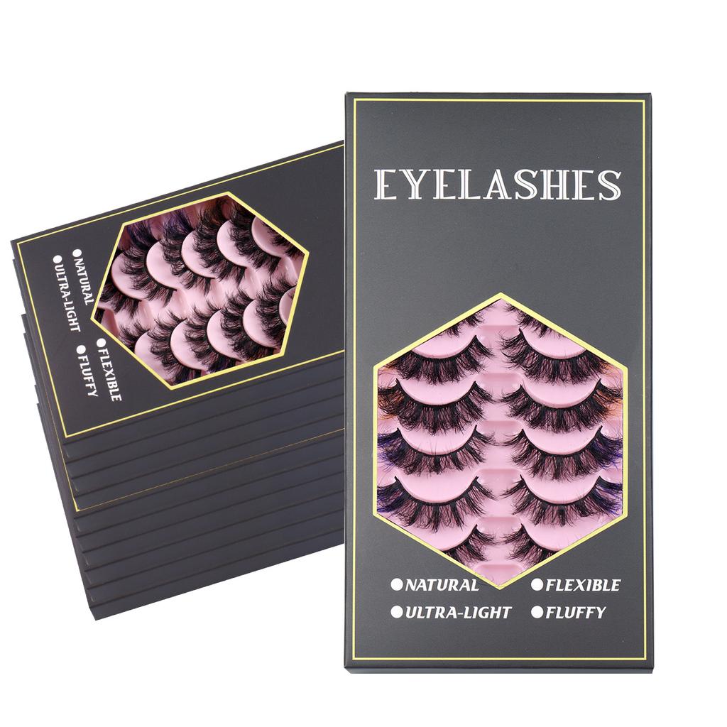Imitation Fried Mink Hair False Eyelashes 10 Pairs Of Colored Eyelashes Curled Thick Eyelashes