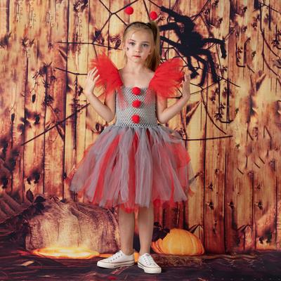 Clown Children's Mesh Princess Dress Girls Christmas Halloween Performance Costume
