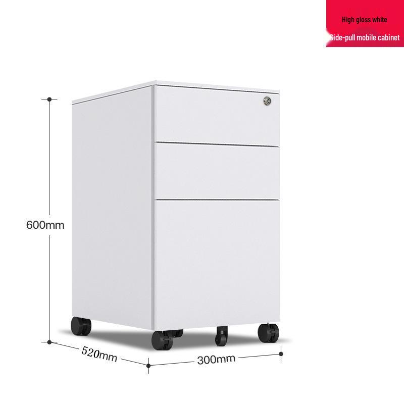 Steel Three-Drawer Mobile Office Cabinet with Lock, Under Desk Storage Solution
