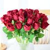 2 Pcs Artificial Rose Flowers Long Stem Fake Silk Rose Bud with Leaves for DIY Wedding Bouquet Table Centerpiece Home Decor