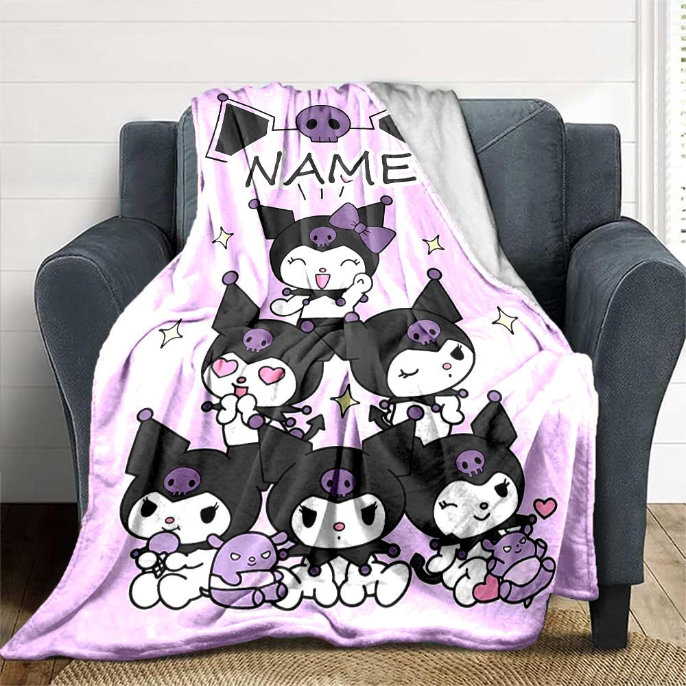 Customizable Kuromi8 Throw Blanket – Personalized Name, All-Season Cozy Snug Blanket, Machine Washable, Personalized Blanket