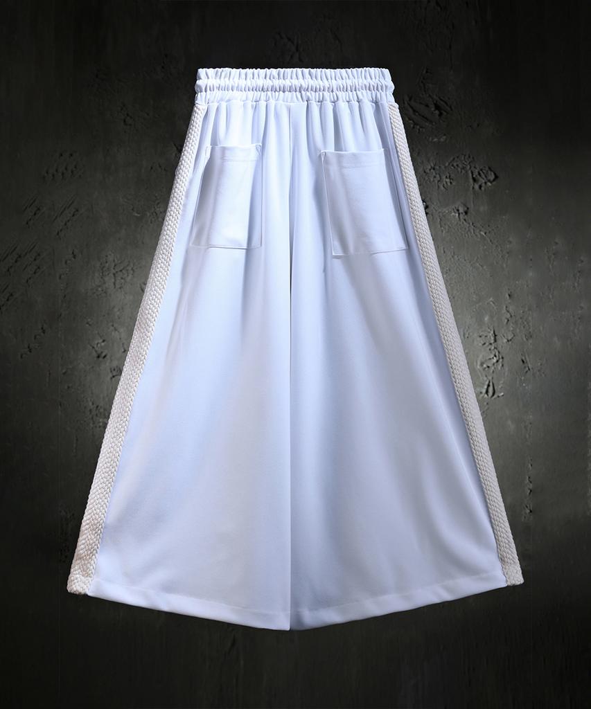 Kileutimuka Embroidered Ivory Rope Wide Pants White