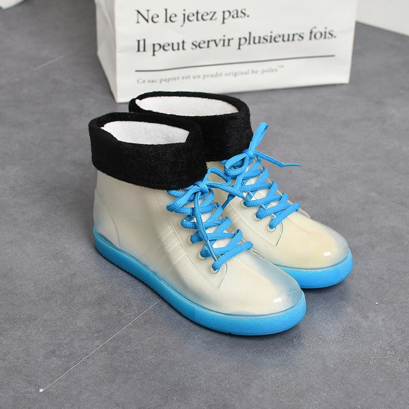 Water shoes low-top transparent rain shoes women's rain boots students short tube low tube rainproof anti-skid rubber shoes