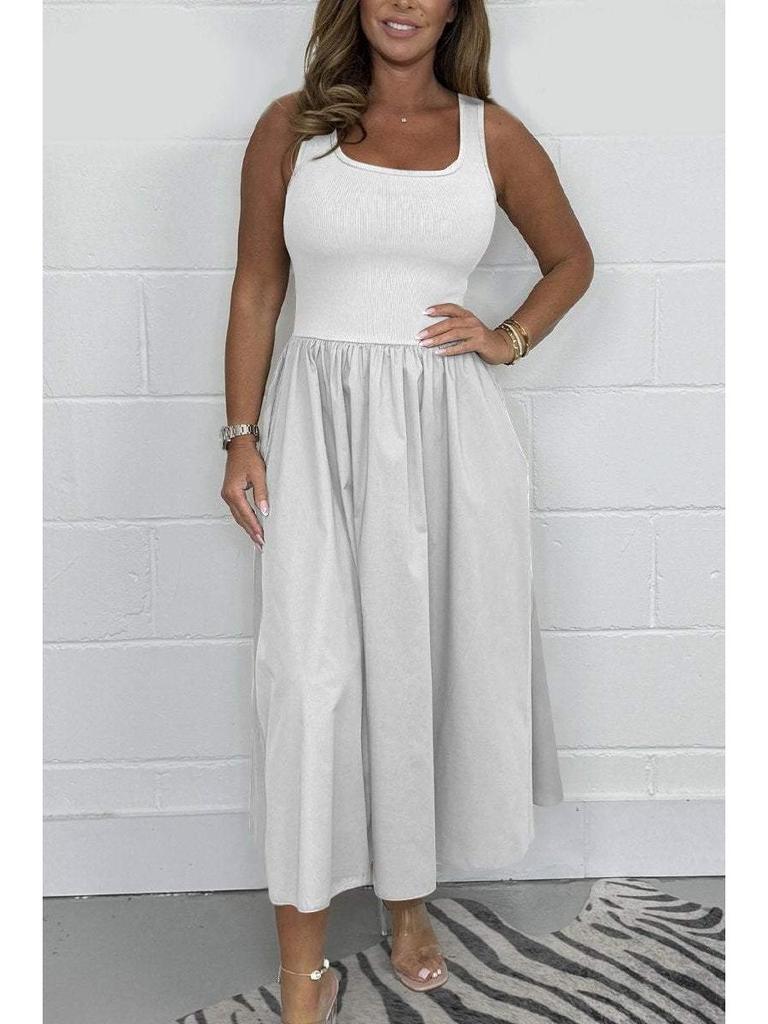 2026 Summer Women's High-End Waist-Cinched Casual Dress - Hot Selling Solid Color Skirt