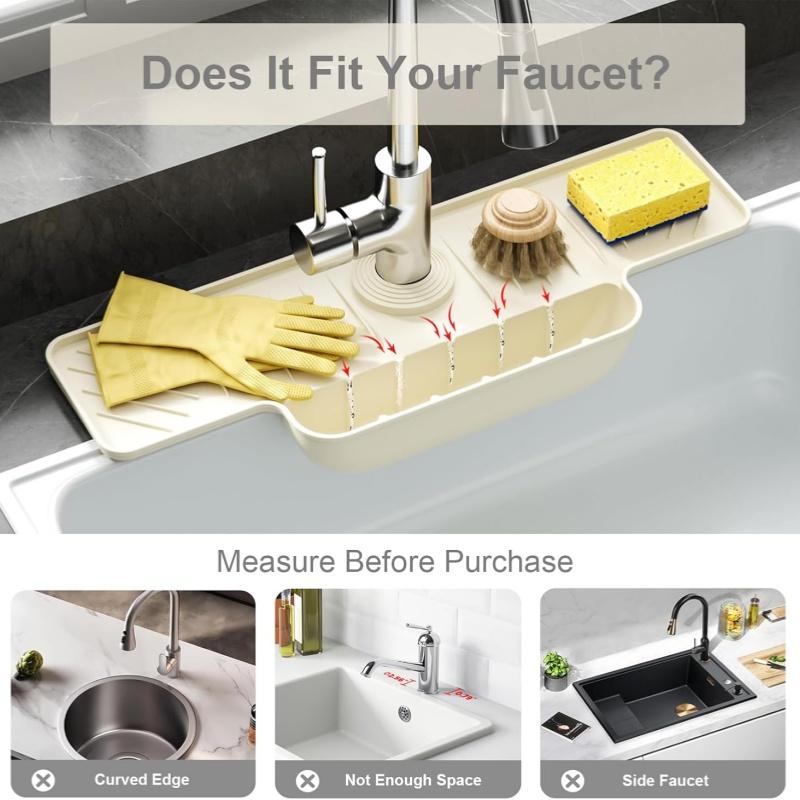New Silicone Faucet Mat Kitchen Sink Accessories Splash Guard for Sink Faucet Absorbent for Kitchen Counter Wash Basin