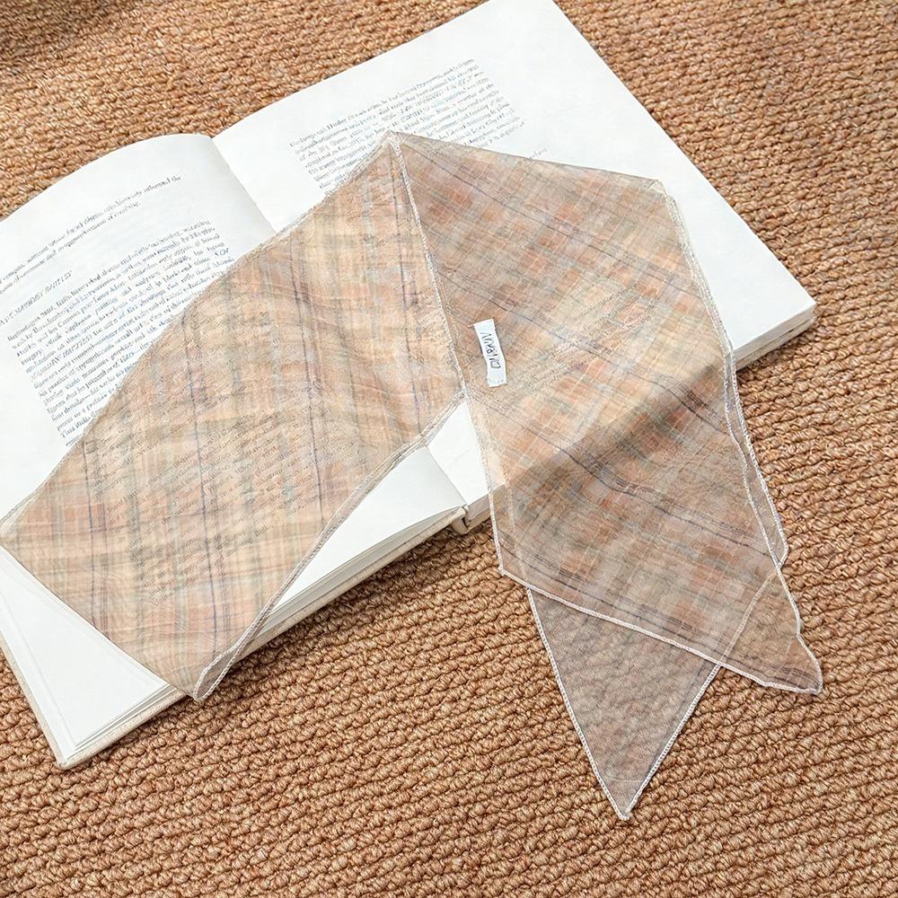Long Striped Checkered Silk Scarf for Women Lattice Women Summer Scarf New Neck Scarf