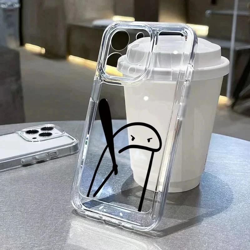 Funny Man Soft Clear Phone Case For iPhone 11 12 13 14 15 Pro Max Middle Finger iPhone 7 8 Plus X XR XS Max Shockproof Cover