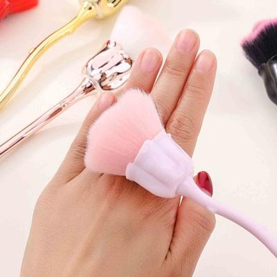 Pennello per Nail Art Setole Morbide Impugnatura Confortevole Pennello per Manicure Lana in Fibra Artificiale Forma di Fiore di Rosa Pennello per Unghie Strumento per Manicure
