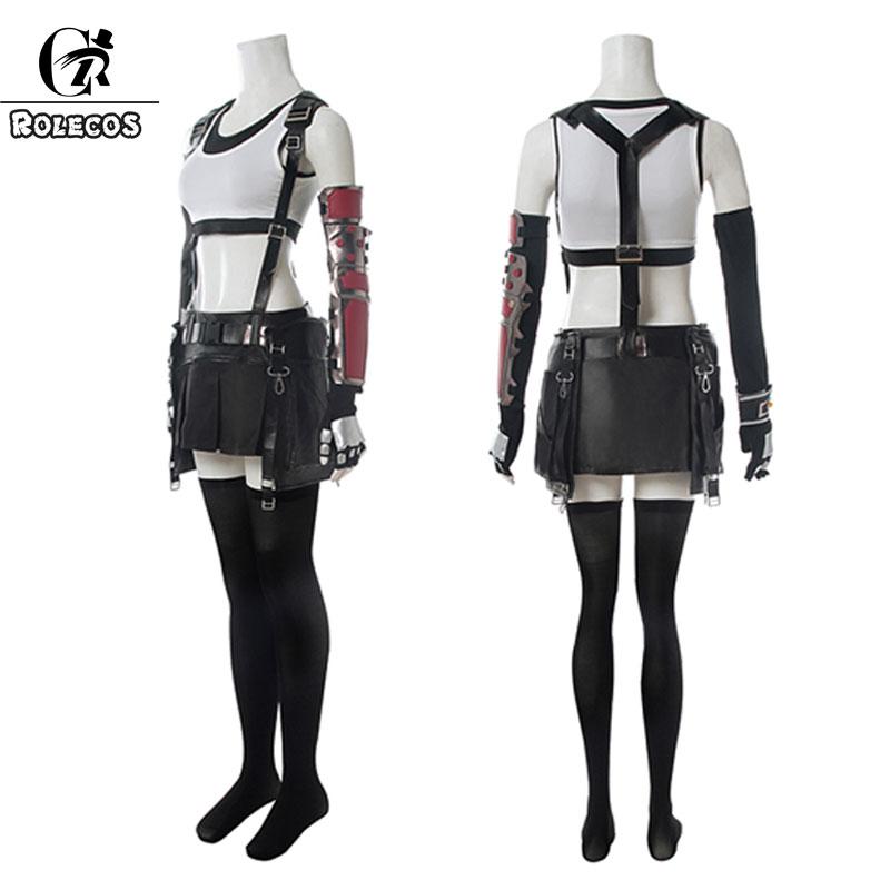 Ff Vii Tifa Cosplay Costume Ff7 Remake Game Cosplay Costume Halloween Sexy Overalls Skirt Gloves Stokings