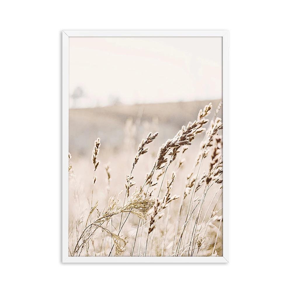 Autumn Flower Sunrise Nature Landscape CanvasPainting Poster Print Green Grass Scandinavian Style Wall Art  Nordic Picture Decor