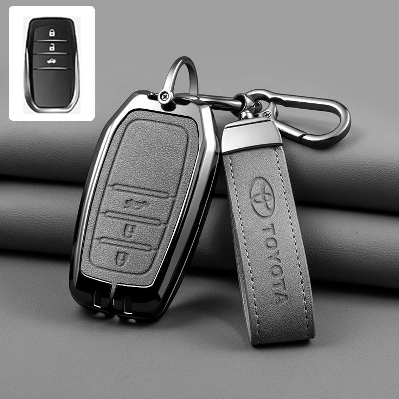 Car Key Case Cover for Toyota Land Cruiser 200 Prado Crown TLK 200 Yaris Cross Hilux Innova Rav4 Fortuner Camry 55 50 Keychain