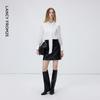 Langzi Women's White Tie-Neck Long Sleeve Blouse