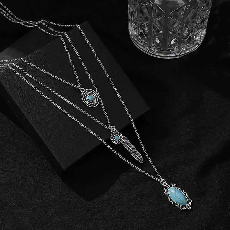 Personality Necklace Set Turquoise Fashion Bohemian White Green Flower Necklace