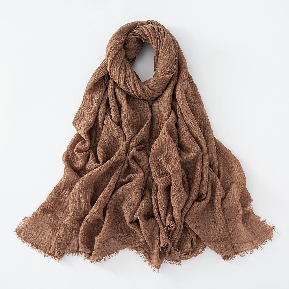 New Cotton Linen Gauze Scarf For Women Girls Spring Autumn Solid Scarves Soft Pashmina Foulard Simple Retro Beard Wrap Shawls