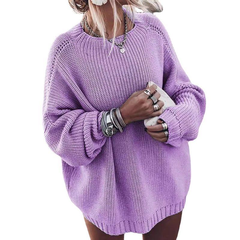 Women's Lazy round Neck Pullover Women 2025 Winter clothes New Knit Loose Plus size Sweater Outerwear