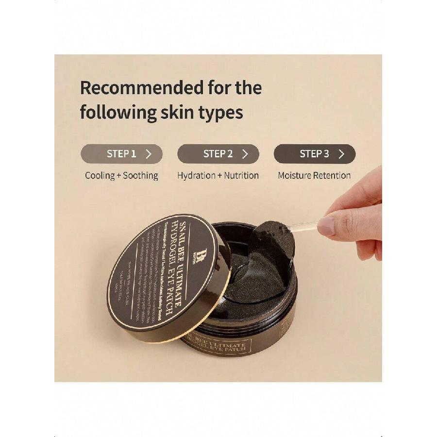 Benton Snail Bee Ultimate Hydrożelowe płatki pod oczy 1,1g(60szt) - Nawilżające płatki pod oczy | Płatki pod oczy ze śluzem ślimaka | Płatki pod oczy wielokrotnego użytku | Chłodzące E