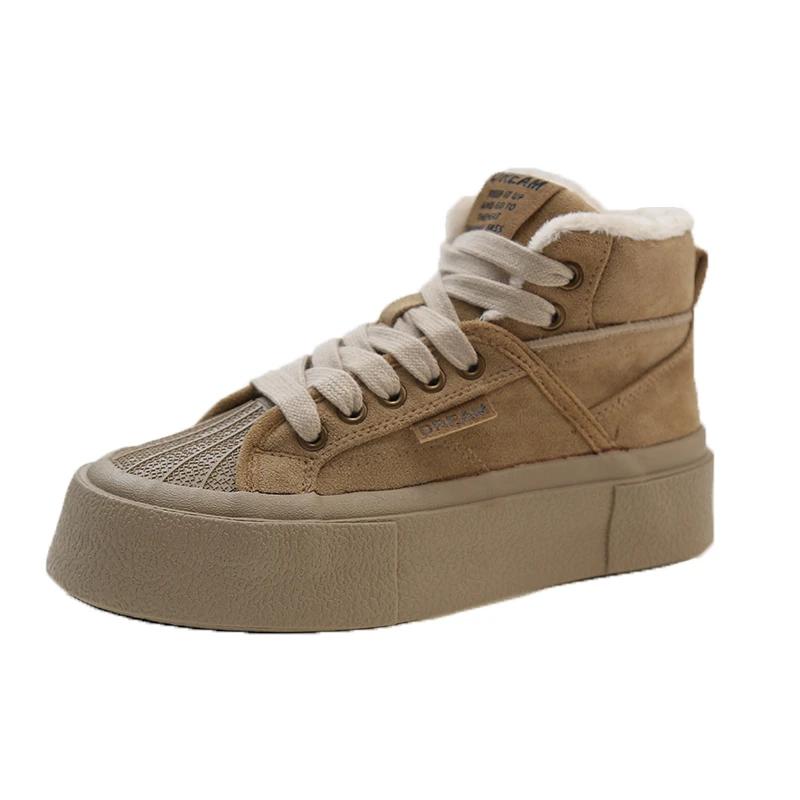 

Женские повседневные кроссовки 2024 года, зимняя мода, новая обувь для женщин, короткие плюшевые туфли на плоской подошве из хлопка, женская обувь для ходьбы на платформе 35