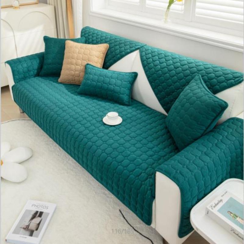 Winter Plush Sofa Cushion Solid Color Universal Thickened Non-slip Cushion Simple Modern Living Room Sofa Cover