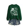 Womens Oversized Long Sleeve Hoodie Top With Horse Lover Graphic Print Cotton Blend Casual Sweatshirt Winter