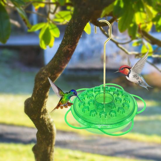 Hummingbird Feeder for Outdoor Hanging Plastic Wildbird Feeder with 24 Feeding Ports And Perch for Outside Patio Garden Lawn Decor