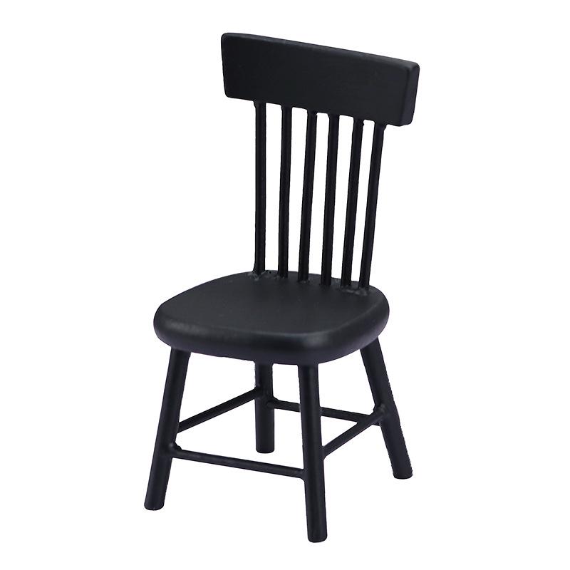 

1:12 Dollhouse Restaurant Mini Dining Set - Black Table & Chairs (5-Piece)