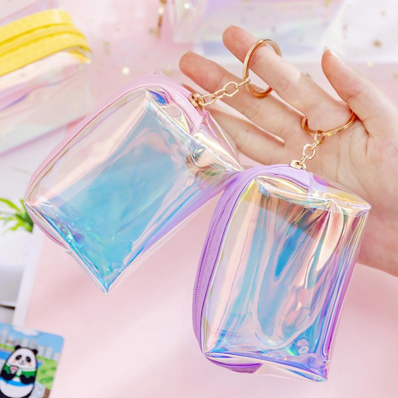 Pvc Transparent Laser Coin Purse Student Can Be Stored Waterproof Mini Coin Keychain Bag