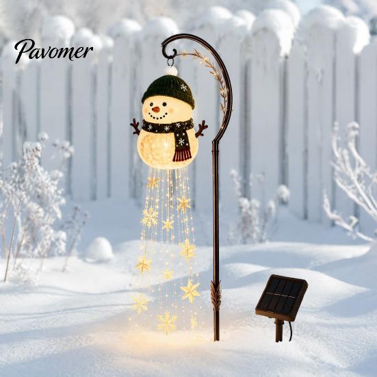 Charming Yard Decoration for Night Solar Snowman Water Fountain Garden Light, Glowing Lamp with Magic Powered Terrace Art Effect, Resin Outdoor Statue