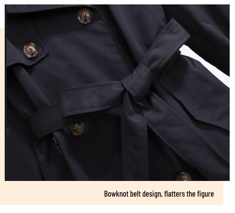 British Style Cotton Trench Coat - Women's Trendy Spring/Autumn Mid-Length, Petite, Slimming, 2025 Collection.