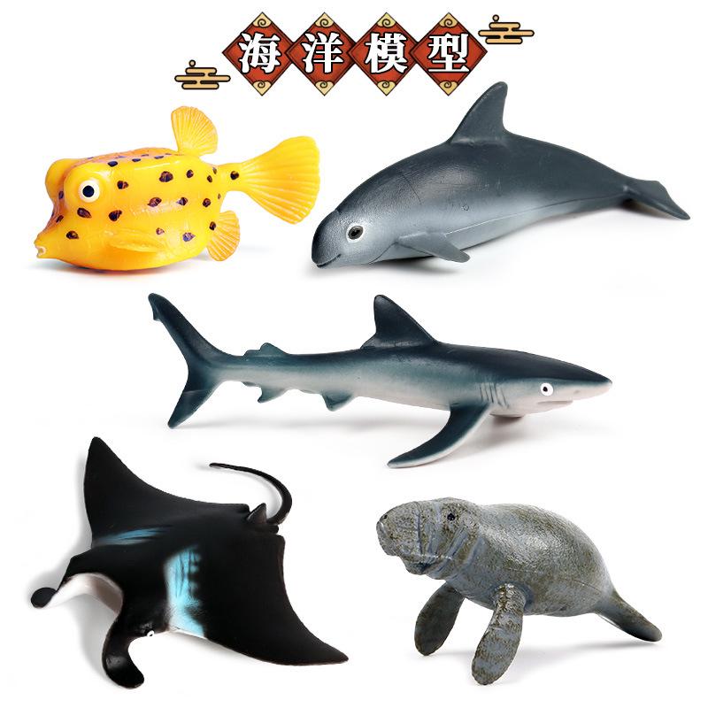 Marine Animal Simulation Models: Blue Whale, Dolphin, Manatee, Manta Ray, Boxfish - Children's Toys & Ornaments