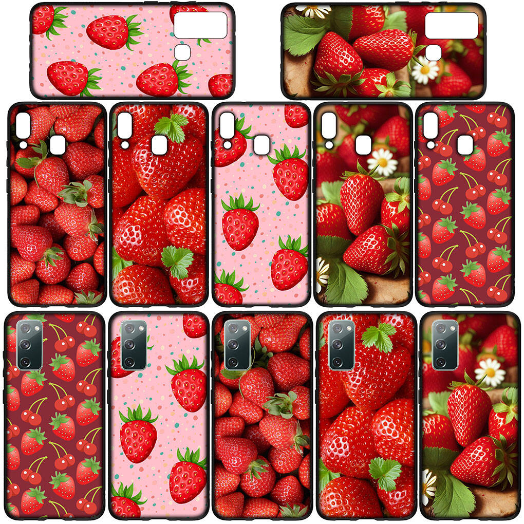 Pouzdro na telefon pro Samsung Galaxy S25 S23 S22 S24 Ultra FE A05 A06 A15 A16 A36 A37 A35 A54 A24 A55 A56 A57 A25 A26 A53 A17 Jahodové Ovocné Letní Kryt