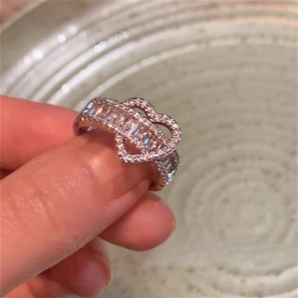 Over 120 Styles Korean style zircon diamond ring women's 925 sterling silver spring and summer niche light luxury high-end index finger ring open ring