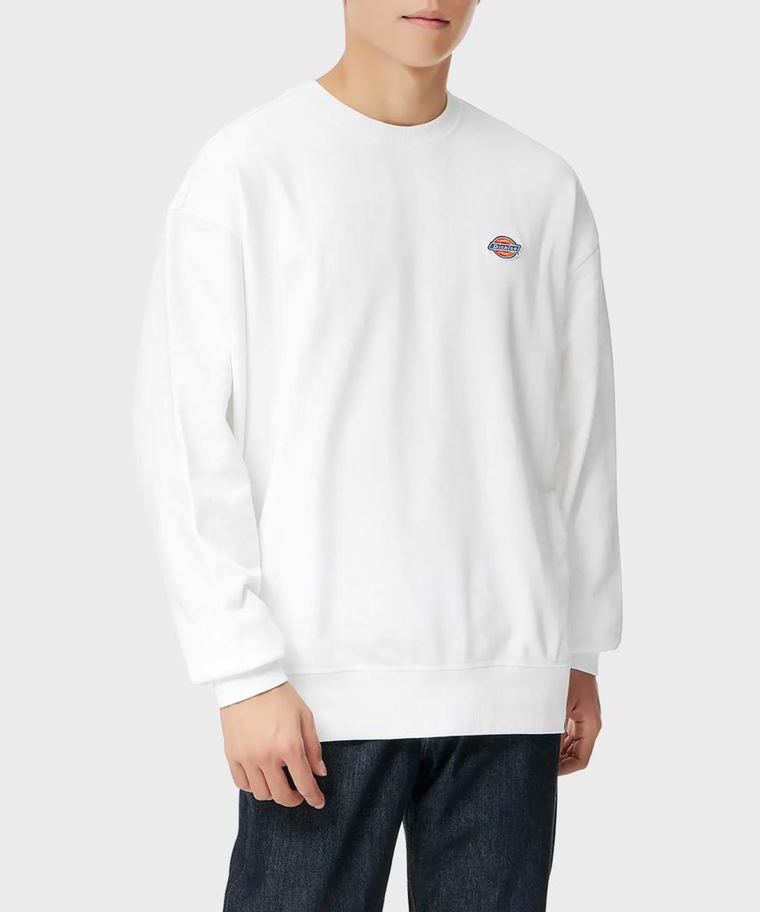 DICKIES French Terry Relaxed Small Embroidered Logo Crewneck White