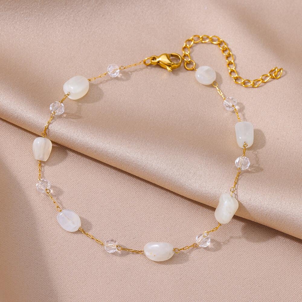 Anklets for Women Stainless Steel Stone Beaded Chain Anklet Summer Beach Accessories Boho Leg Bracelets Zircon Tobilleras Mujer