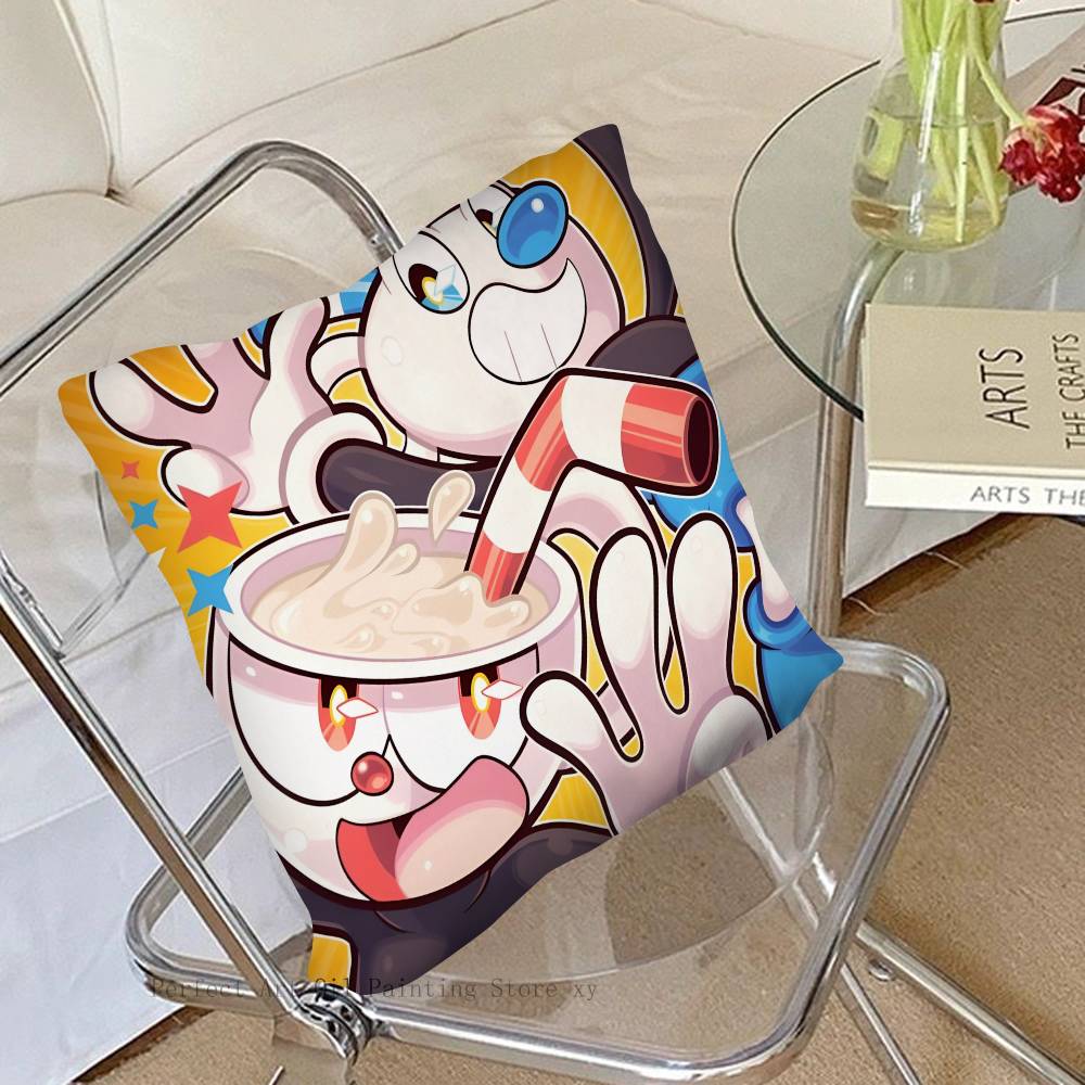 1Pc Popular Animation C-Cuphead S-Show Pillow Case Fashion Square Pillowcase Bedroom Sofa Room Ins Decoration Leisure