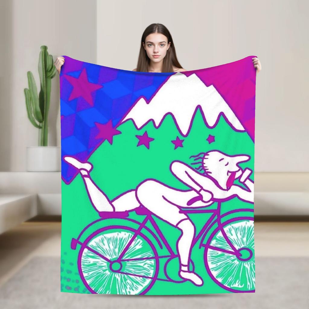 Soft Blanket Girls Boys Travel Albert Hofmann LSD Bicycle Day Throw Blanket Flannel Bedspread For Chair Novelty Sofa Bed Cover