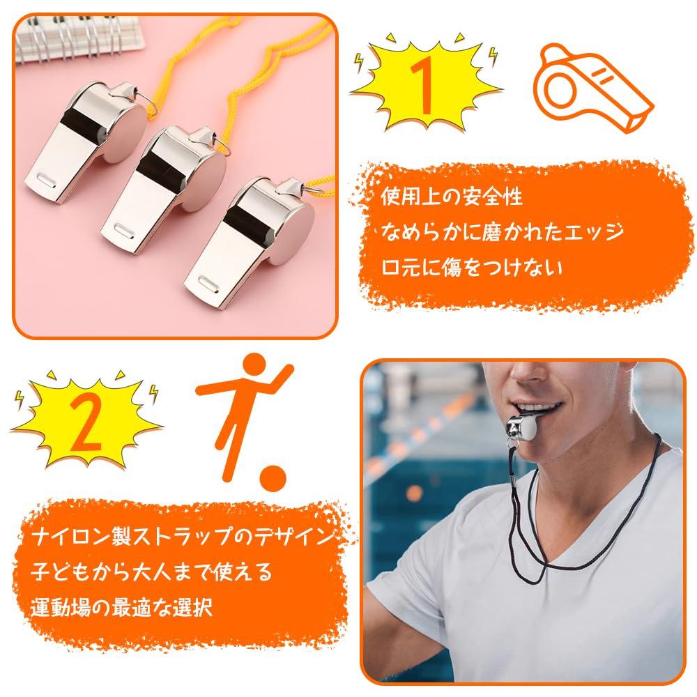 Whistle Stainless Steel Whistle Silver Whistle with Neck Strap Emergency Whistle Stainless Steel Metal Whistle Set of 3 Competition Supplies Rescue