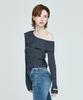 INSTANTFUNK Frill Off-Shoulder Knit - Blue
