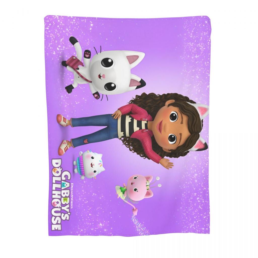 Gabbys Dollhouse Cartoon Blanket Velvet Summer Portable Super Warm Throw Blanket for Bedding Travel Bedspreads