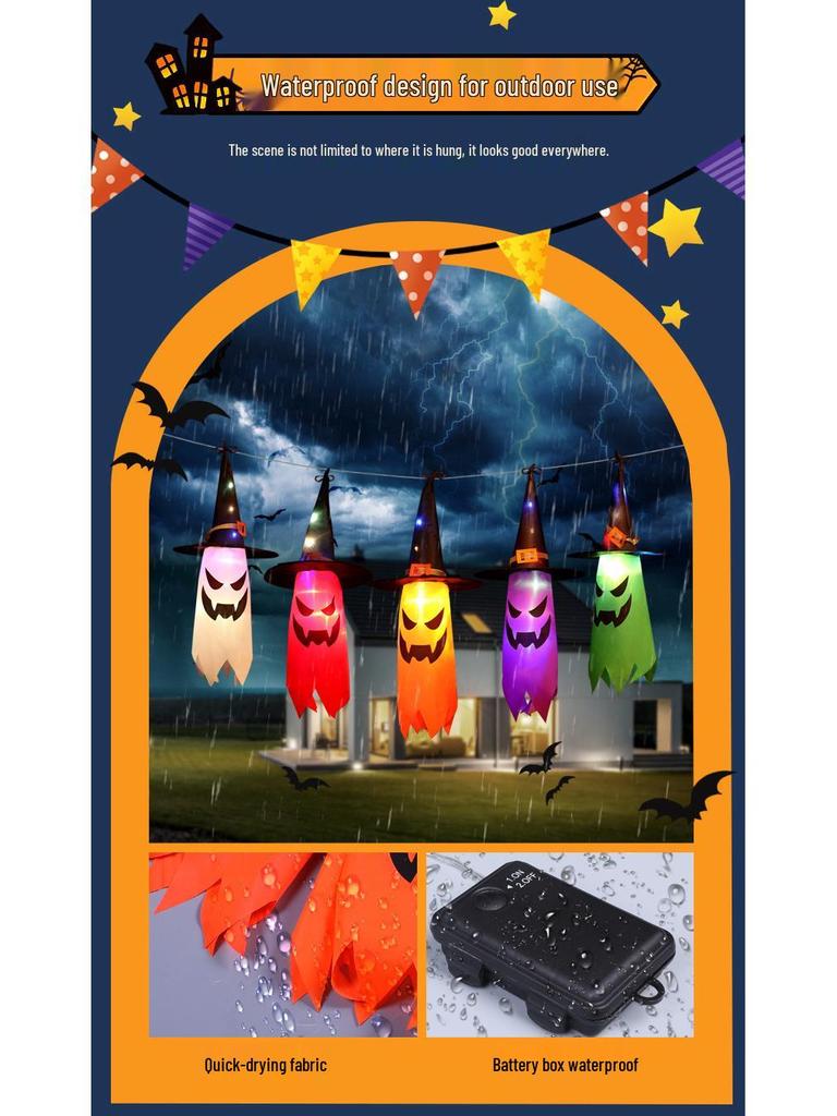 Glowing Halloween Wizard Hat LED String Lights for Outdoor Decorations
