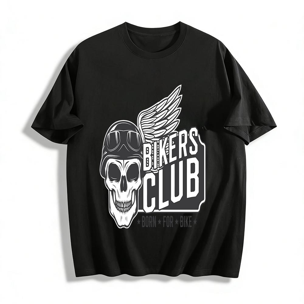 Vintage Bikers Club Skull Print Biker Culture Short Sleeve T-Shirt Pure cotton T-shirt XXS