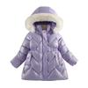 Winter Spring Boys Girls Jacket Solid Color Lining Plush Thick Warm Glossy Waterproof Hooded Parka for 4-10 Years Girls