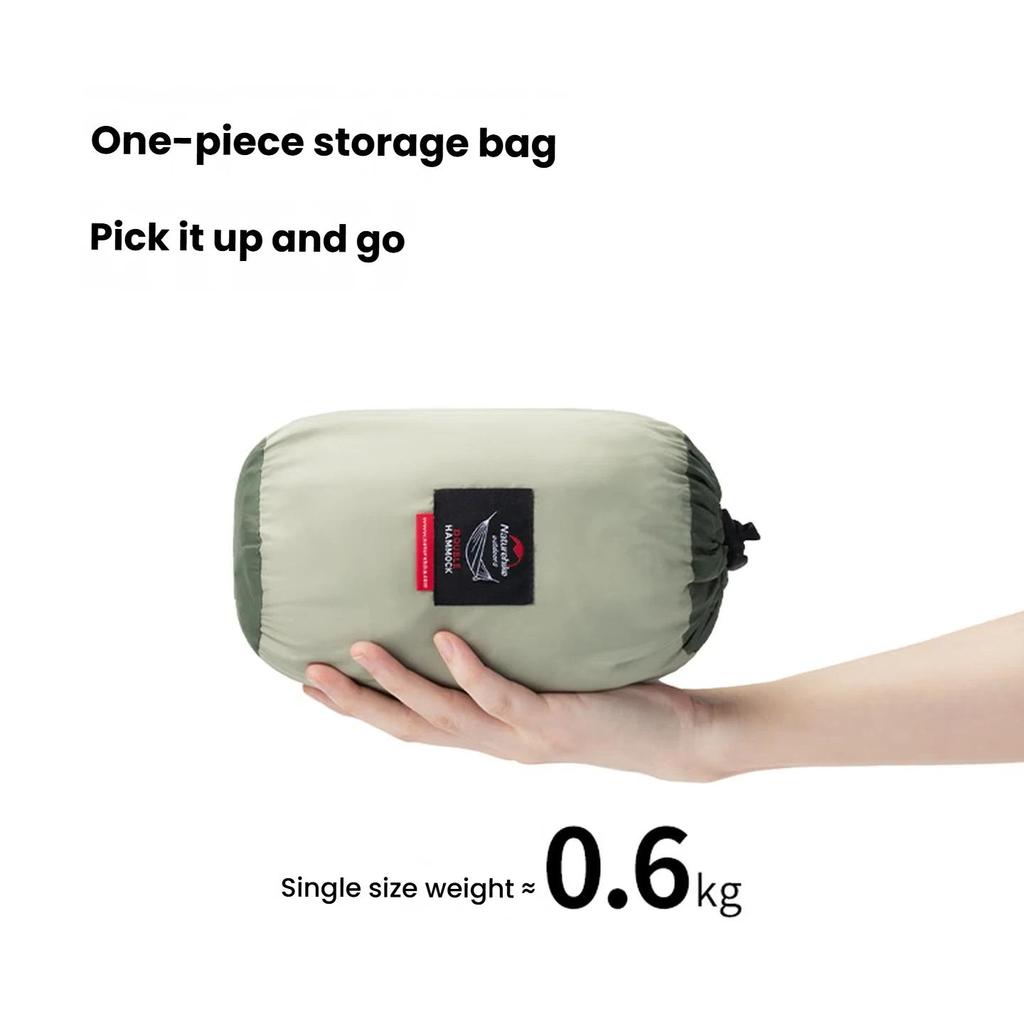 Naturehike Portable Hammock for Outdoor Camping, Lightweight Thick Anti-Rollover Swing Cradle, Light Bean Green - Single Person