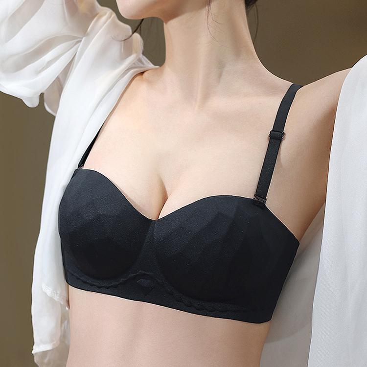 Strapless Lingerie Women's Gathering Bra Anti-slip Retractable Breasts Anti-lowering Bra Push Up Bra
