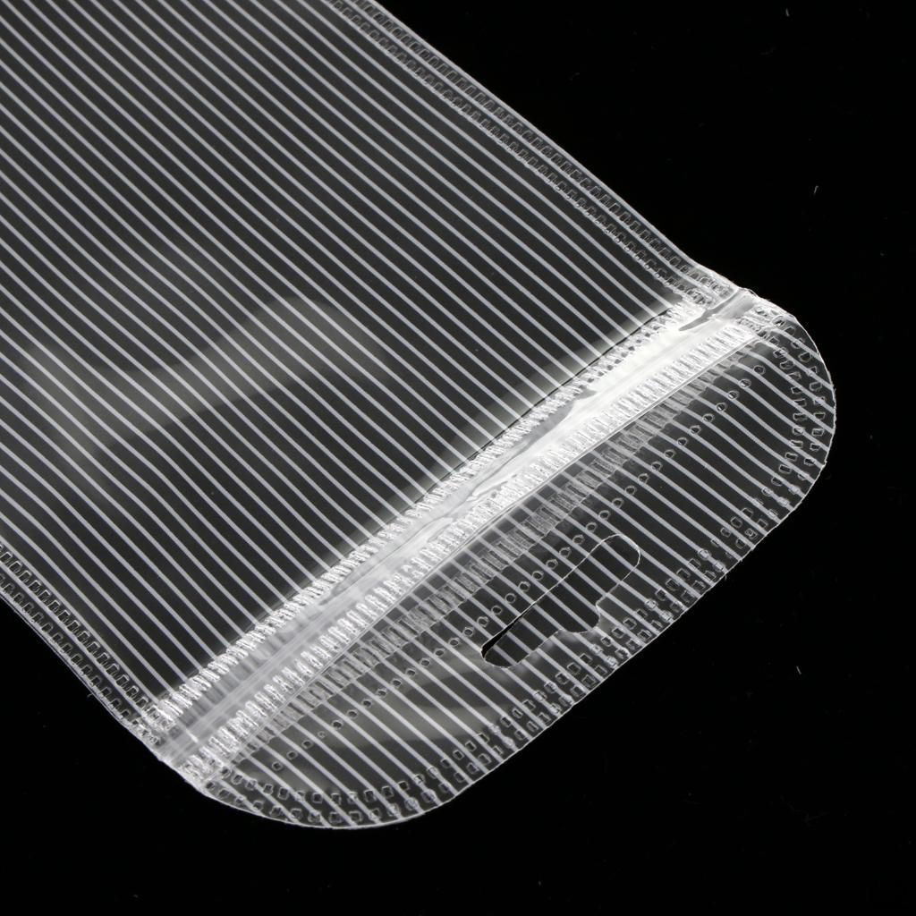 50pcs Bulk Clear PP Pouches Striped Zipper Jewelry Watch Storage