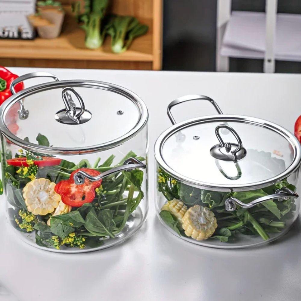 Minimalist High Borosilicate Glass Cooking Pot Modern Soup Pot Milk Pot  Housewarming Gift